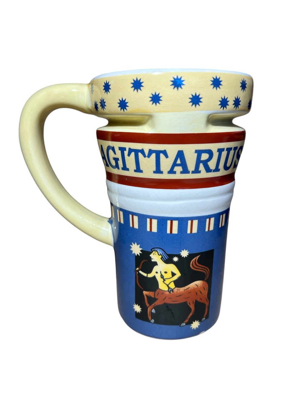 Vintage 90s Sagittarius Ceramic Tall Mug - Horoscope - Astrology